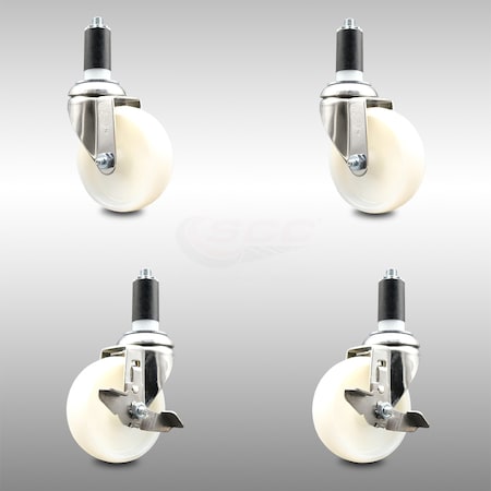 Service Caster 4 Inch 316SS Nylon Wheel Swivel 1-1/4 Inch Expanding Stem Caster Brake SCC, 2PK SCC-SS316EX20S414-NYS-2-TLB-2-114